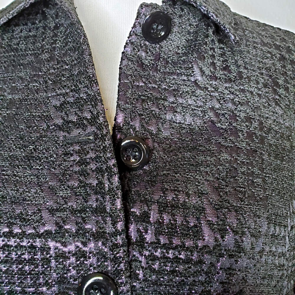 Chico's Additions Metallic Purple Black Jacket Med - Picture 4 of 9